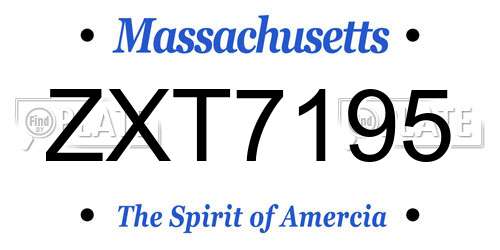 ZXT7195 Massachusetts License Plate