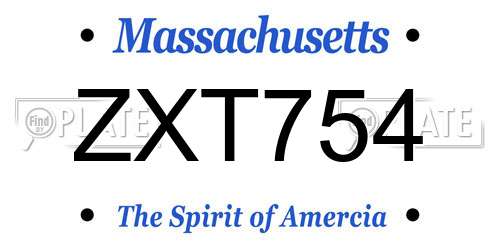 ZXT754 Massachusetts License Plate