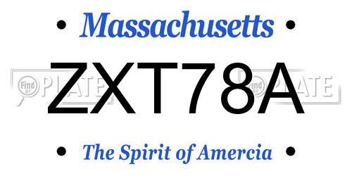ZXT78A Massachusetts License Plate