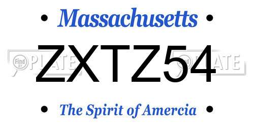 ZXTZ54 Massachusetts License Plate