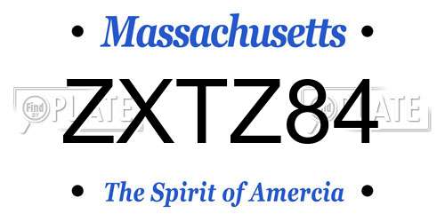 ZXTZ84 Massachusetts License Plate
