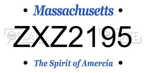 ZXZ2195 Massachusetts License Plate