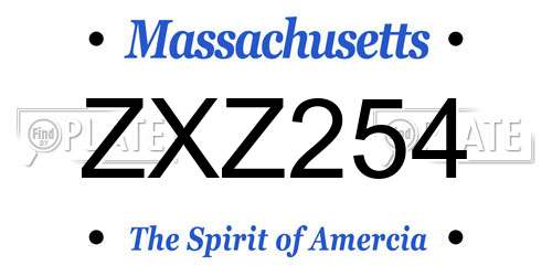 ZXZ254 Massachusetts License Plate