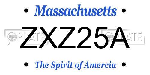 ZXZ25A Massachusetts License Plate