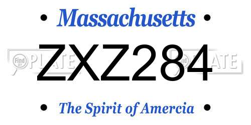 ZXZ284 Massachusetts License Plate