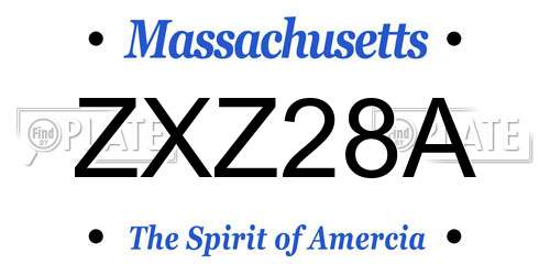ZXZ28A Massachusetts License Plate