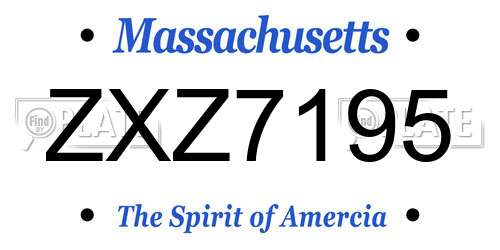 ZXZ7195 Massachusetts License Plate