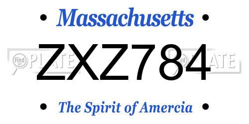 ZXZ784 Massachusetts License Plate