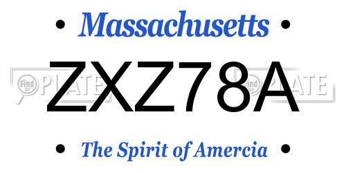 ZXZ78A Massachusetts License Plate