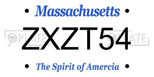 ZXZT54 Massachusetts License Plate