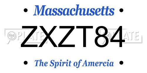 ZXZT84 Massachusetts License Plate