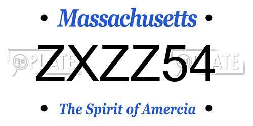 ZXZZ54 Massachusetts License Plate