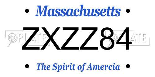 ZXZZ84 Massachusetts License Plate