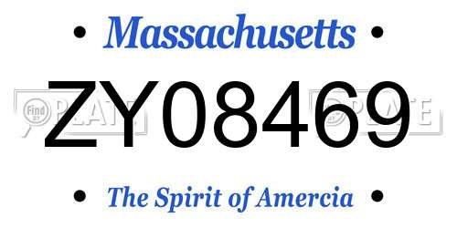 ZY08469 Massachusetts License Plate