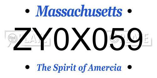 ZY0X059 Massachusetts License Plate
