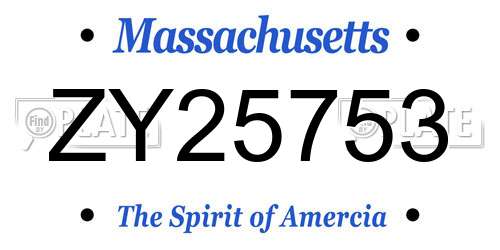 ZY25753 Massachusetts License Plate