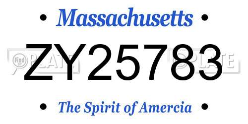 ZY25783 Massachusetts License Plate