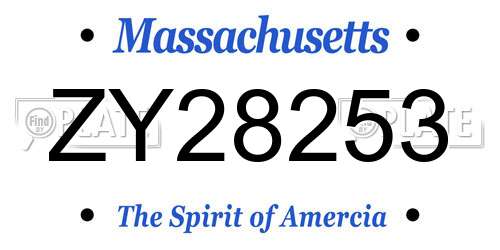 ZY28253 Massachusetts License Plate