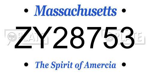 ZY28753 Massachusetts License Plate