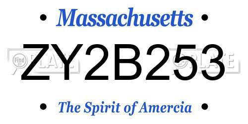 ZY2B253 Massachusetts License Plate