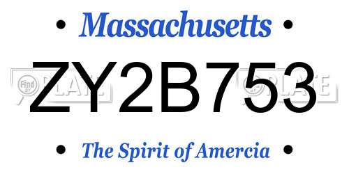 ZY2B753 Massachusetts License Plate