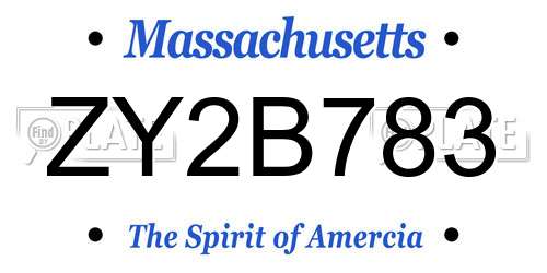 ZY2B783 Massachusetts License Plate