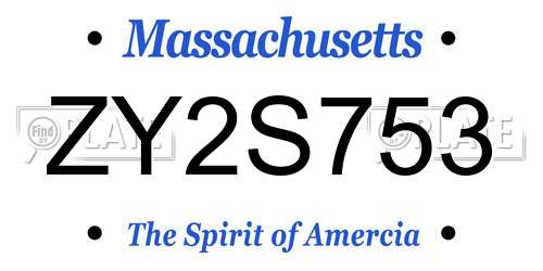 ZY2S753 Massachusetts License Plate