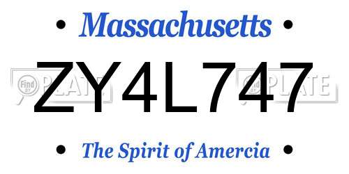 ZY4L747 Massachusetts License Plate