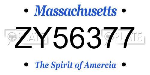 ZY56377 Massachusetts License Plate