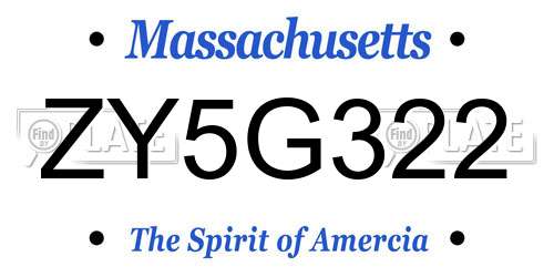 ZY5G322 Massachusetts License Plate