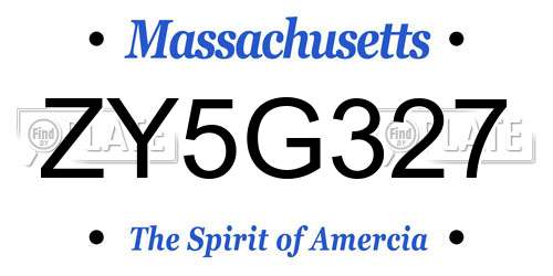 ZY5G327 Massachusetts License Plate