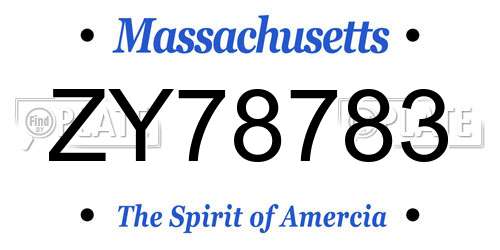 ZY78783 Massachusetts License Plate