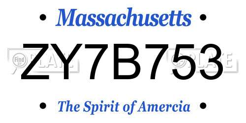 ZY7B753 Massachusetts License Plate