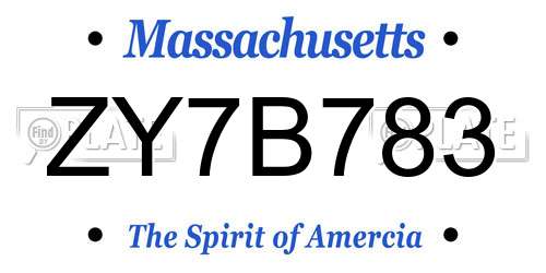 ZY7B783 Massachusetts License Plate
