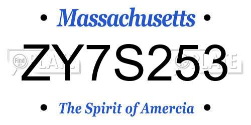 ZY7S253 Massachusetts License Plate