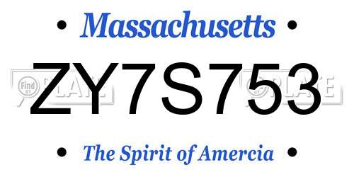 ZY7S753 Massachusetts License Plate