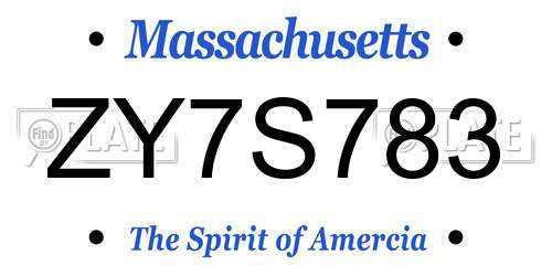 ZY7S783 Massachusetts License Plate