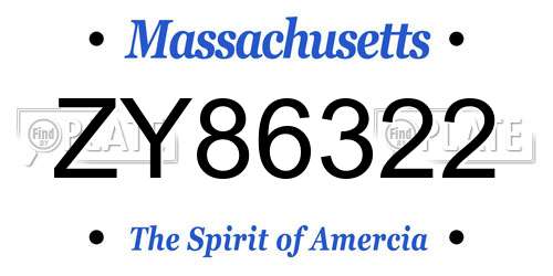 ZY86322 Massachusetts License Plate
