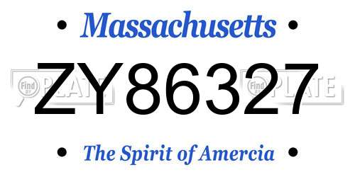 ZY86327 Massachusetts License Plate