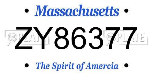 ZY86377 Massachusetts License Plate
