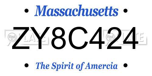 ZY8C424 Massachusetts License Plate