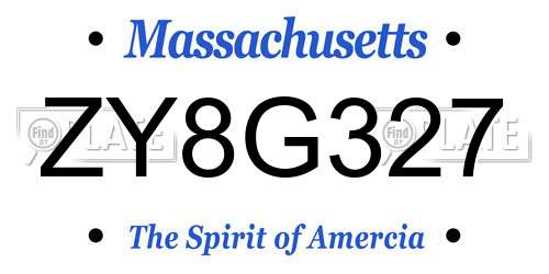 ZY8G327 Massachusetts License Plate