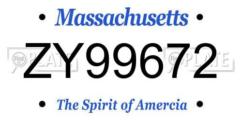 ZY99672 Massachusetts License Plate