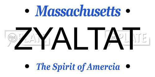 ZYALTAT Massachusetts License Plate