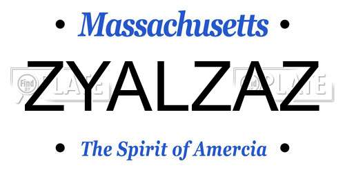 ZYALZAZ Massachusetts License Plate