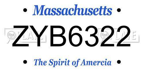 ZYB6322 Massachusetts License Plate