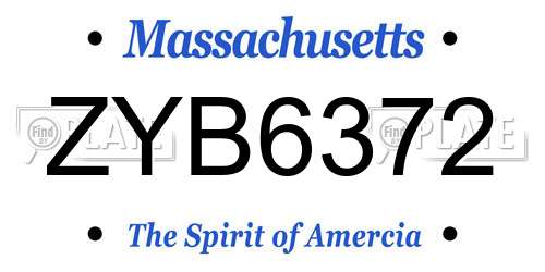 ZYB6372 Massachusetts License Plate