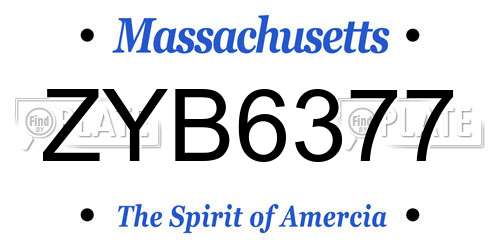 ZYB6377 Massachusetts License Plate
