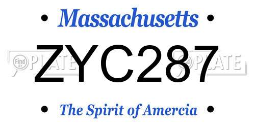 ZYC287 Massachusetts License Plate