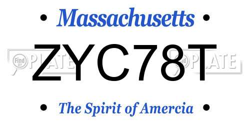 ZYC78T Massachusetts License Plate